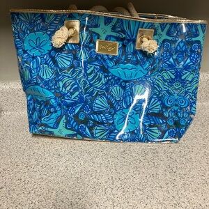 Lilly Pulitzer Ocean Blue Tote with Gold Accents